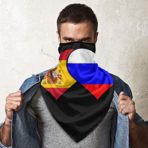 Nother Bufanda para el cuello de la bandera de España y Rusia, resistente al viento, máscara facial
