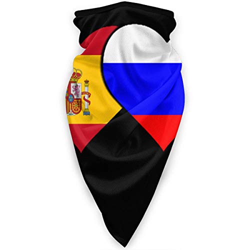 Nother Bufanda para el cuello de la bandera de España y Rusia, resistente al viento, máscara facial