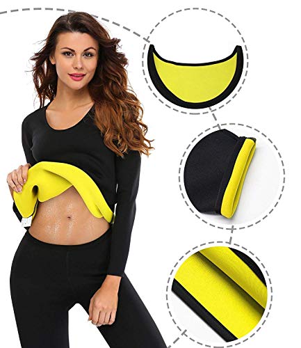 NOVECASA Camisa Sauna Manga Larga Shirt Trajes de Sauna Deportivos Mujer de Neopreno Body Shaper para Sudoración,Quema Grasa,Adelgazante (3XL, Camisa)