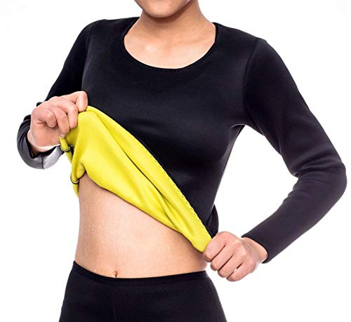 NOVECASA Camisa Sauna Manga Larga Shirt Trajes de Sauna Deportivos Mujer de Neopreno Body Shaper para Sudoración,Quema Grasa,Adelgazante (3XL, Camisa)