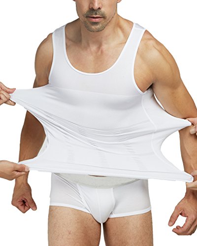 NOVECASA Chaleco Camiseta de Compresión sin Mangas para Adelgaza Gimnasia Deportes de Secado Rápido Fajas para Gimnasio Fitness Yoga (XL Busto 140-160CM, Blanco)