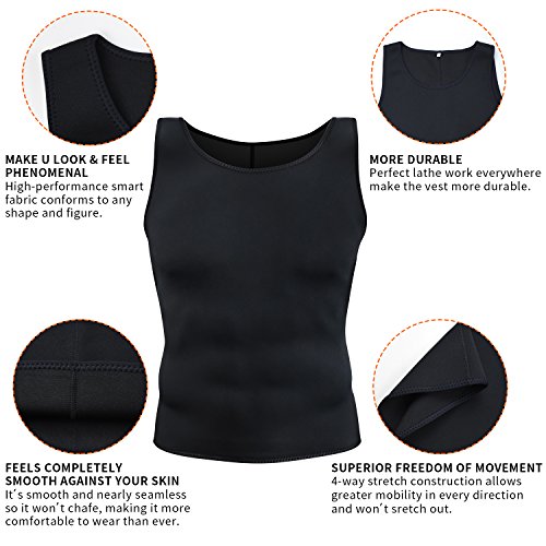 NOVECASA Chaleco Sauna Hombre Neopreno Camiseta sin Mangas/Sudoración Pantalones Cortos Body Shaper Transpirar Gimnasia Abdome Adelgaz (3XL, Chaleco Negro)