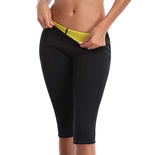 NOVECASA Pantalones Cortos Suana Deportivos Mujer de Neopreno Sauna Pants Alta Cintura para Sudoración,Quema Grasa,Adelgazante (M, Pantalones Cortos)