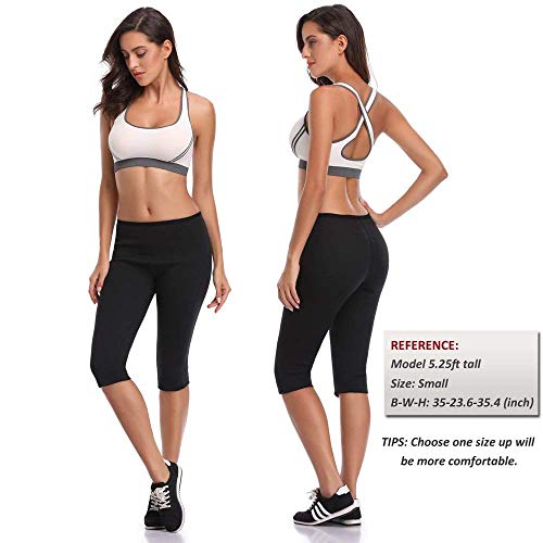 NOVECASA Pantalones Cortos Suana Deportivos Mujer de Neopreno Sauna Pants Alta Cintura para Sudoración,Quema Grasa,Adelgazante (M, Pantalones Cortos)