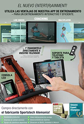 ¡Novedad de la exposición 2020! Remo de agua de primera calidad I Función de Plegado Patentada + App + Modo Multijugador y Eventos Vídeo I Pulsómetro I Máquina de remo con resistencia de agua