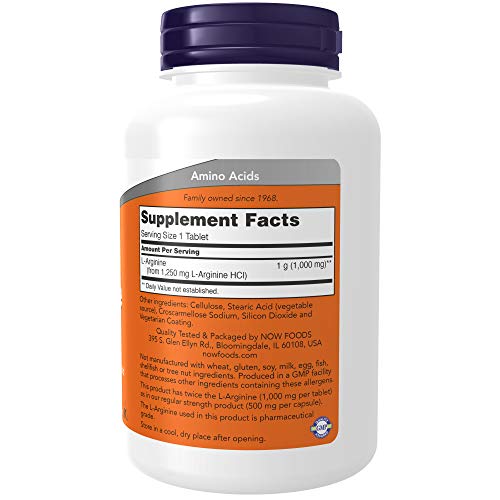 NOW 1000Mg Doble Fuerza L-Arginina 120 Tabletas 240 g NOW 1000Mg Doble Fuerza L-Arginina 120 Tabletas 240 g
