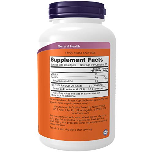 Now Foods, CLA, 800 mg, 180 cápsulas.