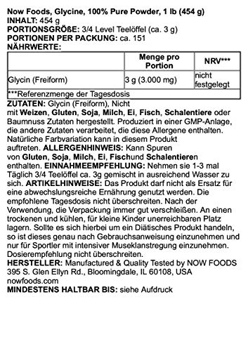 Now Foods Glicina, Polvo Puro 450 g Now Foods Glicina, Polvo Puro 450 g