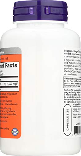 Now Foods L-Arginine 500mg Standard - 100 Cápsulas