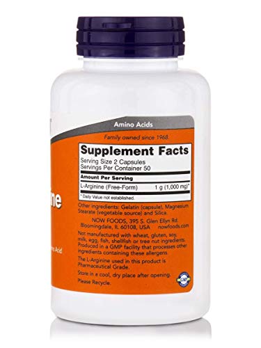 Now Foods L-Arginine 500mg Standard - 100 Cápsulas