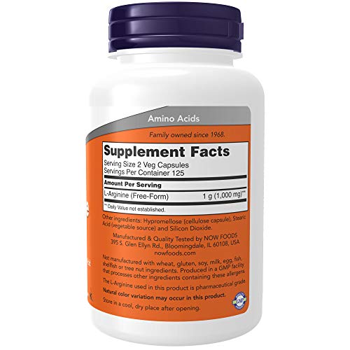 Now Foods L-Arginine 500mg Standard - 250 Cápsulas Now Foods L-Arginine 500mg Standard - 250 Cápsulas