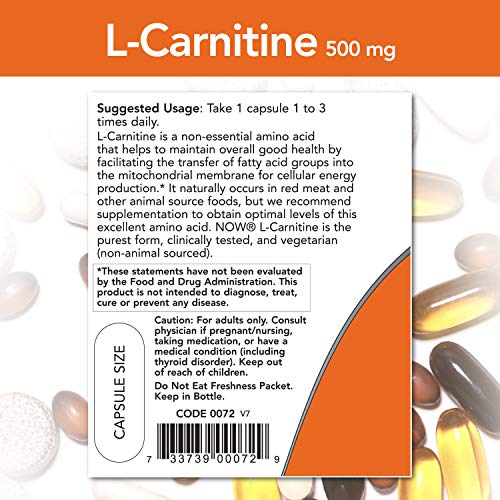 Now Foods L-Carnitine 500mg Standard - 60 Cápsulas