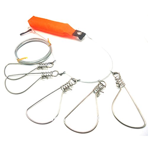 NoyoKere 5 broches de acero inoxidable Cuerdas Flotador Stringer Fishing Lock Cuerda de pesca Accesorios