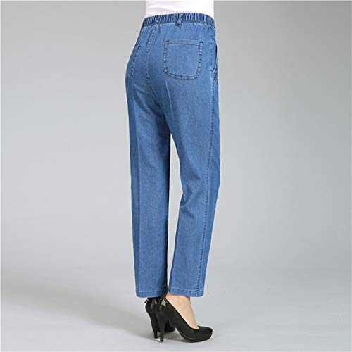 N\P Jeans Mujer Primavera Otoño Gran Tamaño Recta Madre Casual Elástica Pantalones de Mezclilla
