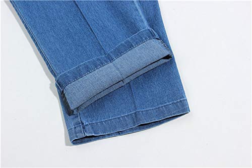 N\P Jeans Mujer Primavera Otoño Gran Tamaño Recta Madre Casual Elástica Pantalones de Mezclilla