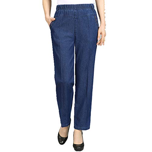 N\P Jeans Mujer Primavera Otoño Gran Tamaño Recta Madre Casual Elástica Pantalones de Mezclilla