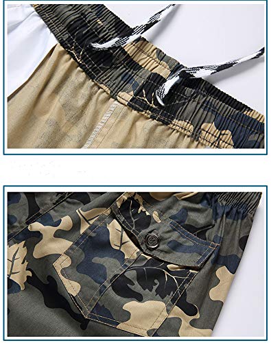 N\P Pantalones Cortos de los Hombres Pantalones Grandes de desgaste Suelto de Algodón de Verano Hogar Camuflaje