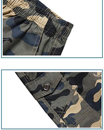 N\P Pantalones Cortos de los Hombres Pantalones Grandes de desgaste Suelto de Algodón de Verano Hogar Camuflaje