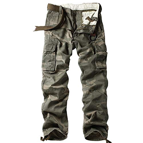 N\P Pantalones de hombre con múltiples bolsillos de camuflaje rectos sueltos de lona casual N\P Pantalones de hombre con múltiples bolsillos de camuflaje rectos sueltos de lona casual