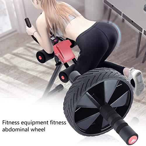 Nrew Rodillo AB para Entrenamiento de Abdominales Equipo de Ejercicio con Ruedas AB Roller AB Wheel Pink Tela no Tejida