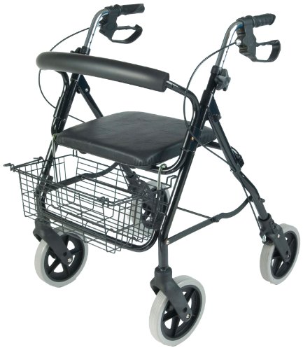 NRS Healthcare M39634 - Andador con 4 ruedas, asiento y cesta