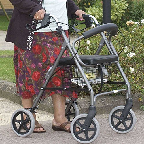 NRS Healthcare M39634 - Andador con 4 ruedas, asiento y cesta NRS Healthcare M39634 - Andador con 4 ruedas, asiento y cesta