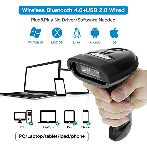 NT-1228BC Bluetooth CCD Escáner de código de barras USB inalámbrico 1D CCD códigos de barras Imager para el pago móvil ordenador de escaneo de pantalla Soporte iOS y Android