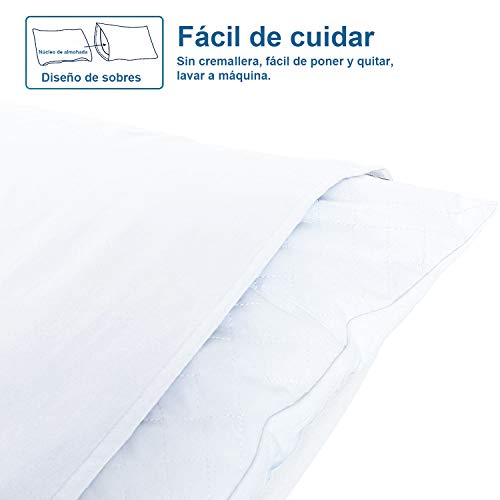 NTBAY Fundas de Almohada de Microfibra, Paquete de 2 Fundas de Almohada con Cierre Suave Antiarrugas y Resistente a Las Manchas, 50x90 cm, Blanco