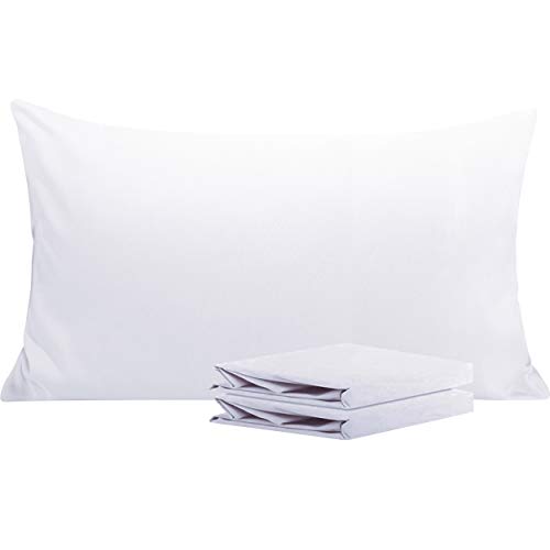 NTBAY Fundas de Almohada de Microfibra, Paquete de 2 Fundas de Almohada con Cierre Suave Antiarrugas y Resistente a Las Manchas, 50x90 cm, Blanco