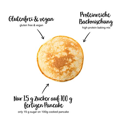 nu3 Fit Pancakes – Tortitas ricas en proteínas (28%) y bajas en grasa (7,3%) – 240g de mezcla para hornear 240g – Pancakes sin gluten a base de harina de almendras y arroz - Desayuno sano y rápido