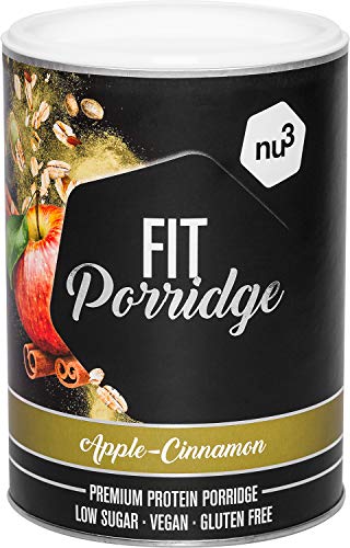 nu3 Fit Porridge – Gachas de avena proteica 400g – Sabor manzana & canela – 16 g de proteína – Muesli instantáneo sin gluten – Bajas en azúcar – Desayuno saludable con fibra – Listo en minutos