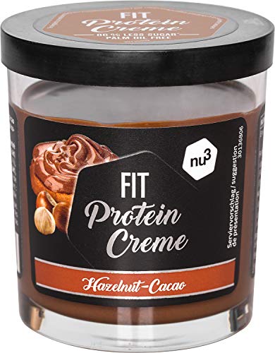 nu3 Fit Protein Creme - 200g Crema de chocolate y avellanas - Sin aceite de palma ni gluten - 90% menos azúcar - 21% de proteína - Excelente alternativa fitness baja en carbohidratos