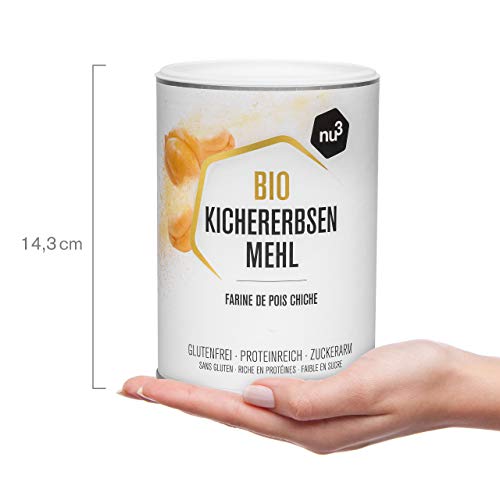 nu3 Harina de Garbanzo Orgánica – 400 gramos – 100% ecológica & libre de gluten – Rica fuente de proteínas y fibra vegetal – Alternativa con menos carbohidratos que el almidón o la fécula molida nu3 Harina de Garbanzo Orgánica – 400 gramos – 100% ecológica & libre de gluten – Rica fuente de proteínas y fibra vegetal – Alternativa con menos carbohidratos que el almidón o la fécula molida