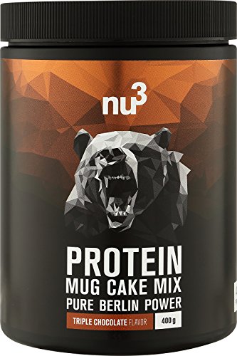 nu3 Mug Cake con Proteína - 400g de mezcla lista para microondas - Sabor triple chocolate con 24g de proteína - Snack perfecto para una dieta fitness - Postre ideal para la oficina - Bajo en azúcar