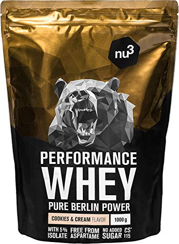 nu3 Performance Whey Protein Cookies & Cream - 1kg de proteina de suero en polvo - Con 74.3% de proteína whey - Con aminoácidos BCAAs + proteína aislada (isolate) - Batido proteico altamente soluble nu3 Performance Whey Protein Cookies & Cream - 1kg de proteina de suero en polvo - Con 74.3% de proteína whey - Con aminoácidos BCAAs + proteína aislada (isolate) - Batido proteico altamente soluble