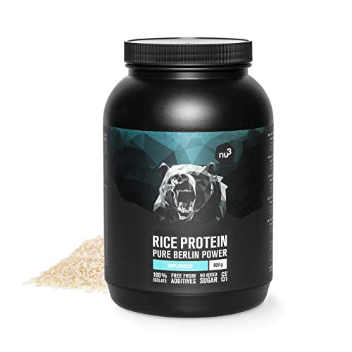 nu3 Proteína de arroz | 800g de fórmula sabor neutral | 80% (24g) de proteína vegetal | Polvo para batido proteico sin lactosa y libre de gluten | Sin sustitutos de azúcar o colorantes artificiales