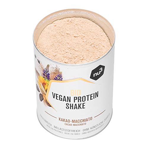 nu3 Vegan Protein 4K Shake Choco Macchiato - 400 g Batido de Proteínas Orgánico en Polvo Prémium a Partir de 4 Componentes Vegetales - 48% de Proteína y 10% de BCAA - Sin Lactosa ni Edulcorantes