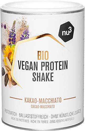nu3 Vegan Protein 4K Shake Choco Macchiato - 400 g Batido de Proteínas Orgánico en Polvo Prémium a Partir de 4 Componentes Vegetales - 48% de Proteína y 10% de BCAA - Sin Lactosa ni Edulcorantes