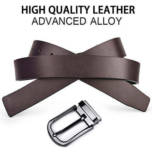 NUBILY Cinturon Hombre Cuero Negro Marrón Jeans Reversible Piel Cinturón para Hombres Clásico Negocios Casual Trabajo Traje Hebilla Cinturones 125CM NUBILY Cinturon Hombre Cuero Negro Marrón Jeans Reversible Piel Cinturón para Hombres Clásico Negocios Casual Trabajo Traje Hebilla Cinturones 125CM
