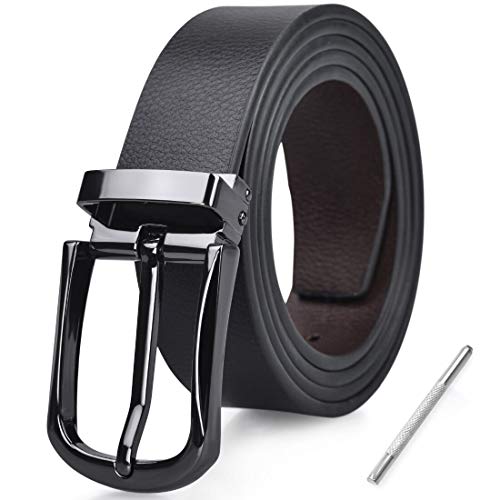 NUBILY Cinturon Hombre Cuero Negro Marrón Jeans Reversible Piel Cinturón para Hombres Clásico Negocios Casual Trabajo Traje Hebilla Cinturones 125CM NUBILY Cinturon Hombre Cuero Negro Marrón Jeans Reversible Piel Cinturón para Hombres Clásico Negocios Casual Trabajo Traje Hebilla Cinturones 125CM