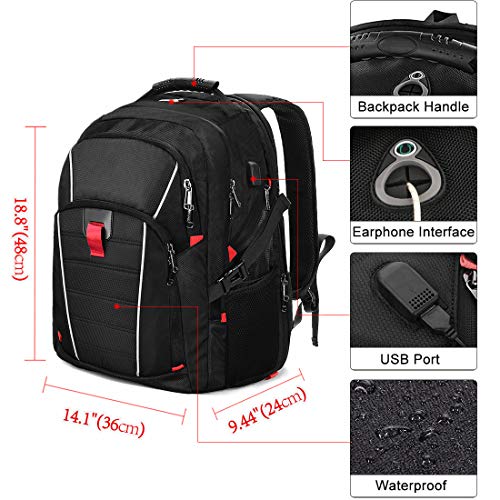 NUBILY Mochila Portatil 17.3 Pulgadas con Puerto de USB Viaje Negocio Mochila Portátil Antirrobo Resistente al Agua Multifuncional Daypacks Negro NUBILY Mochila Portatil 17.3 Pulgadas con Puerto de USB Viaje Negocio Mochila Portátil Antirrobo Resistente al Agua Multifuncional Daypacks Negro