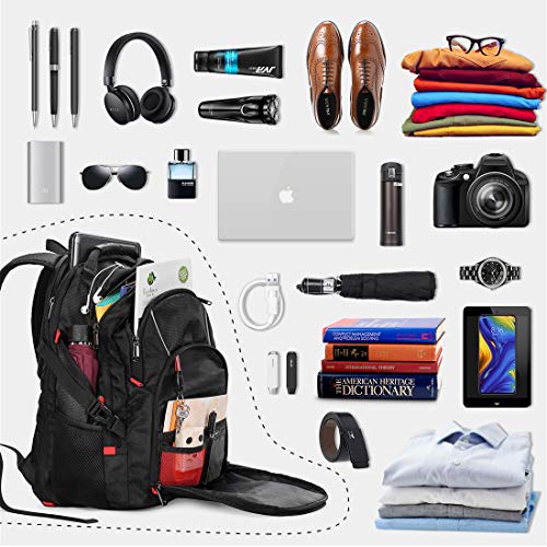 NUBILY Mochila Portatil 17.3 Pulgadas con Puerto de USB Viaje Negocio Mochila Portátil Antirrobo Resistente al Agua Multifuncional Daypacks Negro