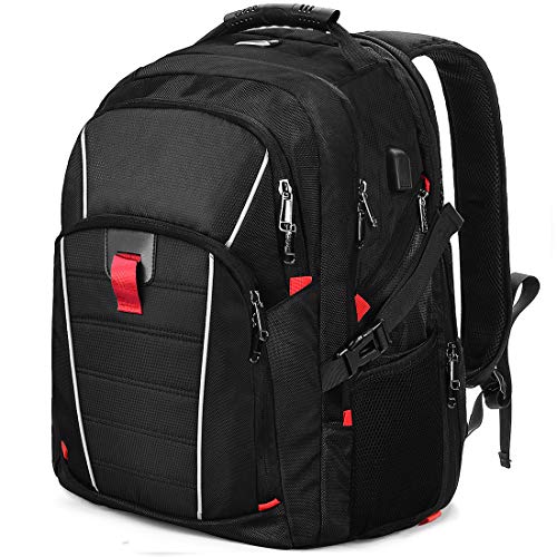 NUBILY Mochila Portatil 17.3 Pulgadas con Puerto de USB Viaje Negocio Mochila Portátil Antirrobo Resistente al Agua Multifuncional Daypacks Negro