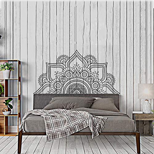 Nuevo diseño medio mandala pegatinas de pared para el dormitorio decoración para el hogar cabecera calcomanías de vinilo flor Mandala tatuajes de pared yoga pared negro 82X42 CM