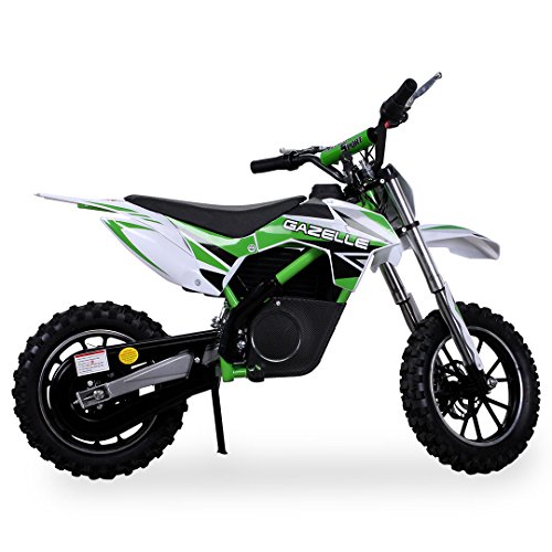 nuevo niña Mini Moto Cross Gazelle ELÉCTRICO 500 WATT inclusive reforzado Tenedor Moto Cross Dirtbike Bolsillo Cross verde