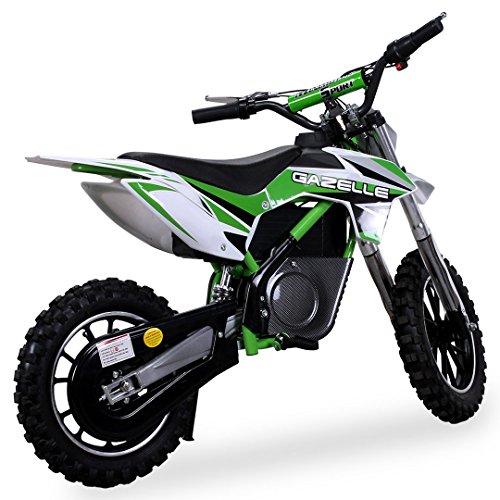 nuevo niña Mini Moto Cross Gazelle ELÉCTRICO 500 WATT inclusive reforzado Tenedor Moto Cross Dirtbike Bolsillo Cross verde