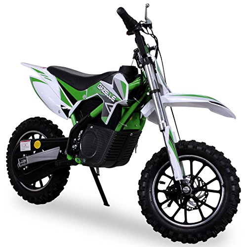 nuevo niña Mini Moto Cross Gazelle ELÉCTRICO 500 WATT inclusive reforzado Tenedor Moto Cross Dirtbike Bolsillo Cross verde