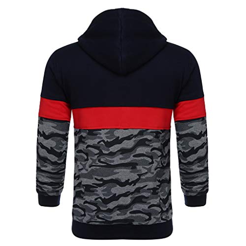 Nuevo Otoño Invierno Cosiendo Ocio Deportes Hombre Sudadera con Capucha Suelto Cómodo Bolsillo Sudaderas Tops Abrigo Outwear Cardigan Ropa Deportiva Hombre Jersey MEIbax (XL, Azul Oscuro A)