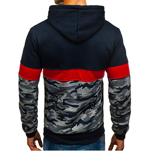 Nuevo Otoño Invierno Cosiendo Ocio Deportes Hombre Sudadera con Capucha Suelto Cómodo Bolsillo Sudaderas Tops Abrigo Outwear Cardigan Ropa Deportiva Hombre Jersey MEIbax (XL, Azul Oscuro A)