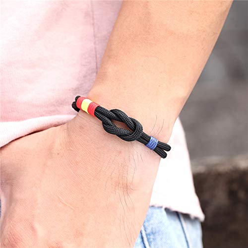 Nuevo País España Bandera Deporte Camping Paracord Hombres Mujeres Infinito Náutico Supervivencia Cuerda Cadena Pulsera Estilo Deportivo